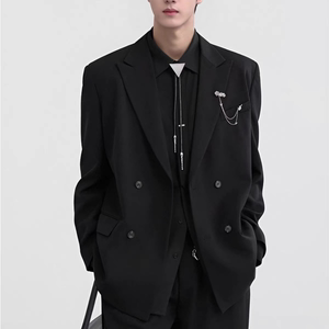 【98】5休闲潮修身双排扣西服潮男小西装单西外套A079-XZ361-P59