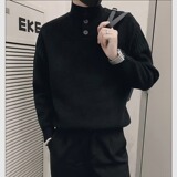 【201】25宽松时尚排扣高领休闲打底针织衫A079-MY3488-P63，男装T恤，电商A079