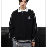 [012]刺绣翻领套头卫衣男拼接插肩袖POLO衫外套A079-Y287-P45，男装Polo衫，电商A079