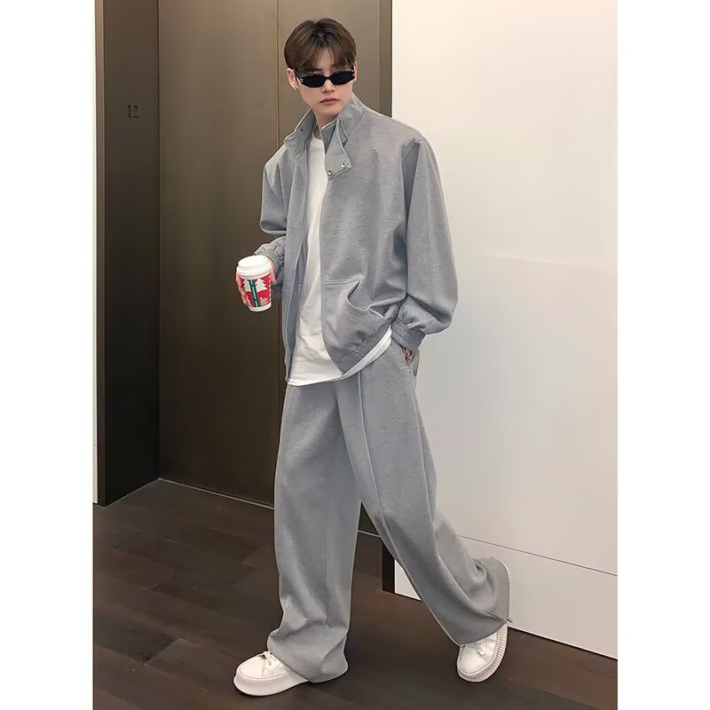 【网6】可二开立领垫肩卫衣外套男运动长裤套装A079-106-P85,男装休闲套装,电商A079
