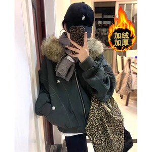 【57】5座山雕加厚棉服男女宽松解构毛领外套A079-HT266加绒P108图片