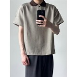 [012]撞色千鸟格翻领polo衫短袖休闲百搭T恤A079-S233-P35，男装T恤，电商A079