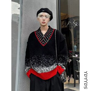 【网126】撞色V领毛衣男A079-V12-P58图片