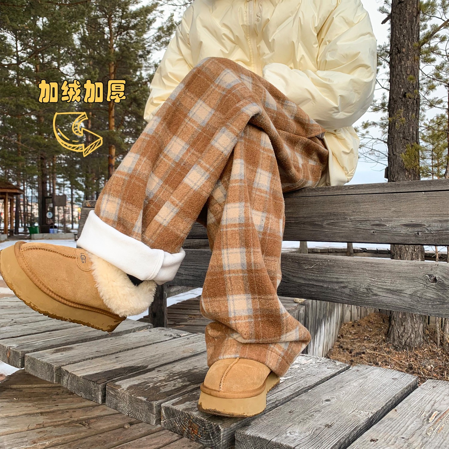 【002】5加绒加厚格子休闲裤A079-K8638-P48，男装卫衣，电商A079