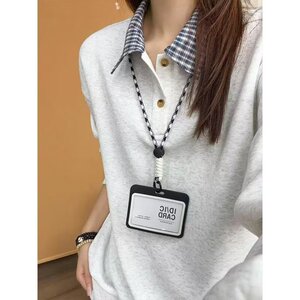 [004]休闲POLO领卫衣男假两件宽松上衣格子领A079-HY06-P39图片