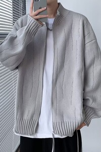 【001】立领针织开衫外套男士春秋冬宽松休闲毛衣A079-M5003-P55图片