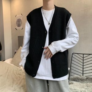 【21】针织开衫背心马甲男ins超火毛衣外套A079-0121-P39图片