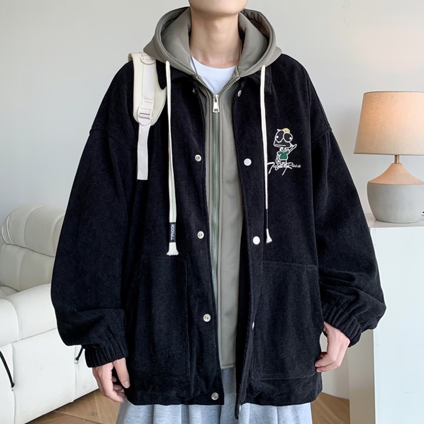 男士外套春秋假两件休闲夹克A079-DS02-P75【网络图1】4-8XL加3元