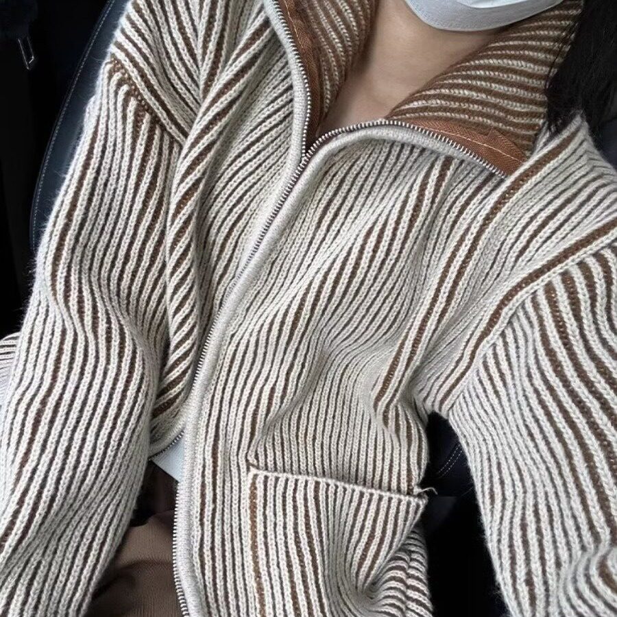 【592025】宽松拉链开衫毛衣秋季2025新款时尚上衣A079-596-P57，男装针织衫/毛衣，电商A079