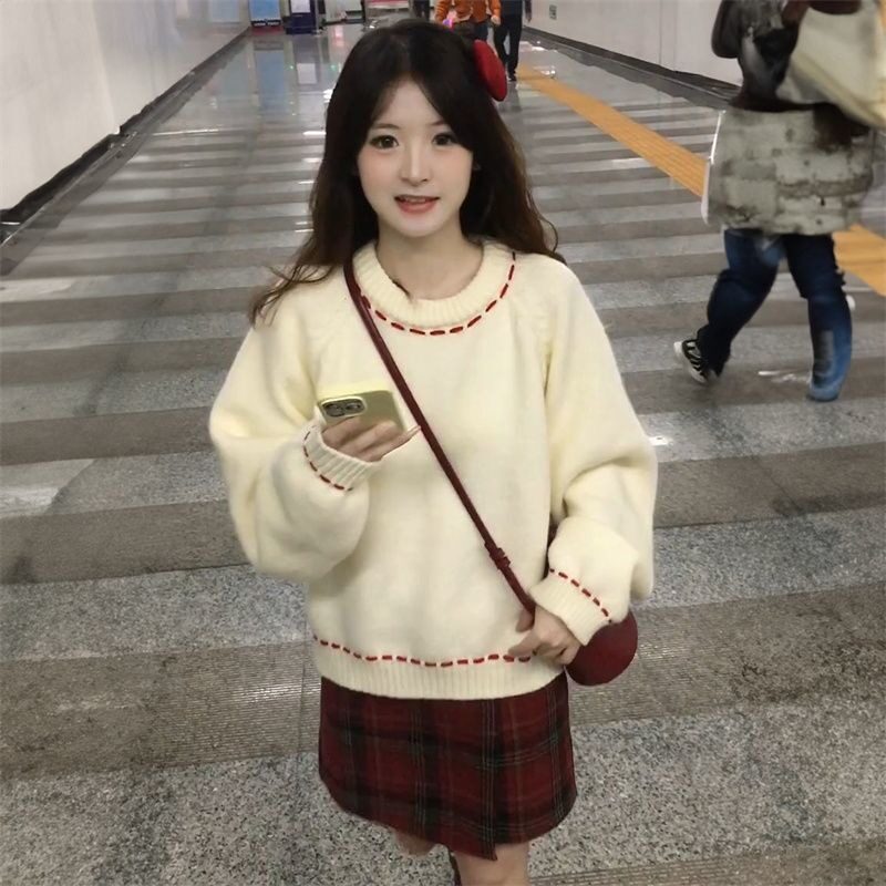 【243】圆领套头毛衣女冬季新款软糯百搭针织衫A079-6188-P55,男装针织衫/毛衣,电商A079