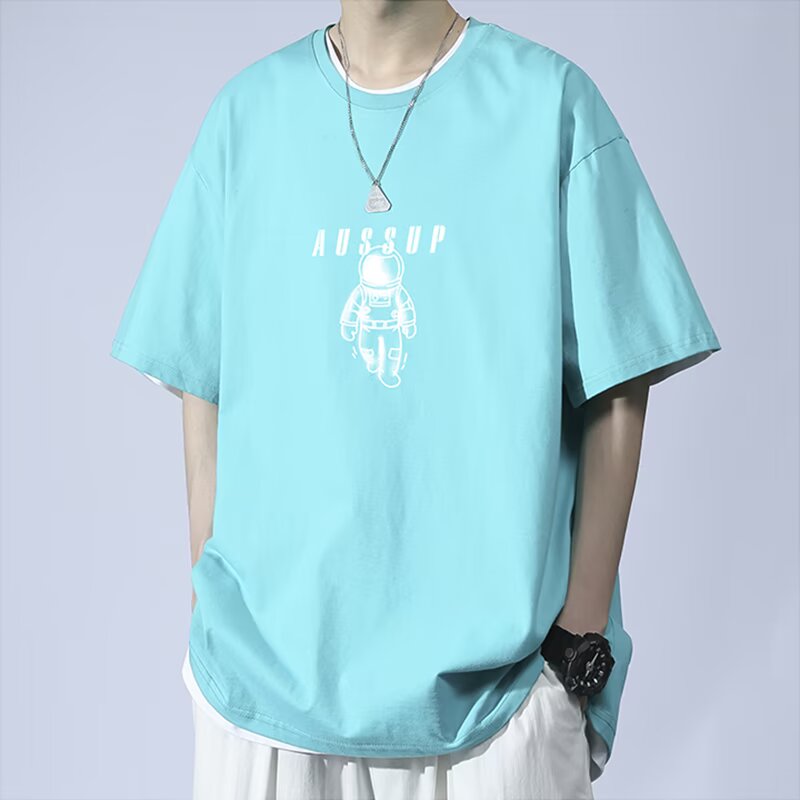【003]印花半袖t恤上衣情侣装夏季百搭bf风短袖男A079-T140PP15,男装T恤,电商A079