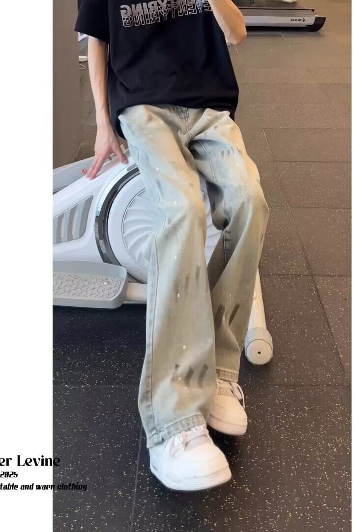 [008]牛仔裤宽松设计感小众渐变直筒裤A079-N7095-P42,男装牛仔裤,电商A079