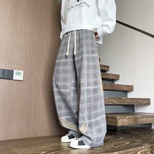 【190】三条杠男休闲裤主图格子裤A079-C334-P40图片