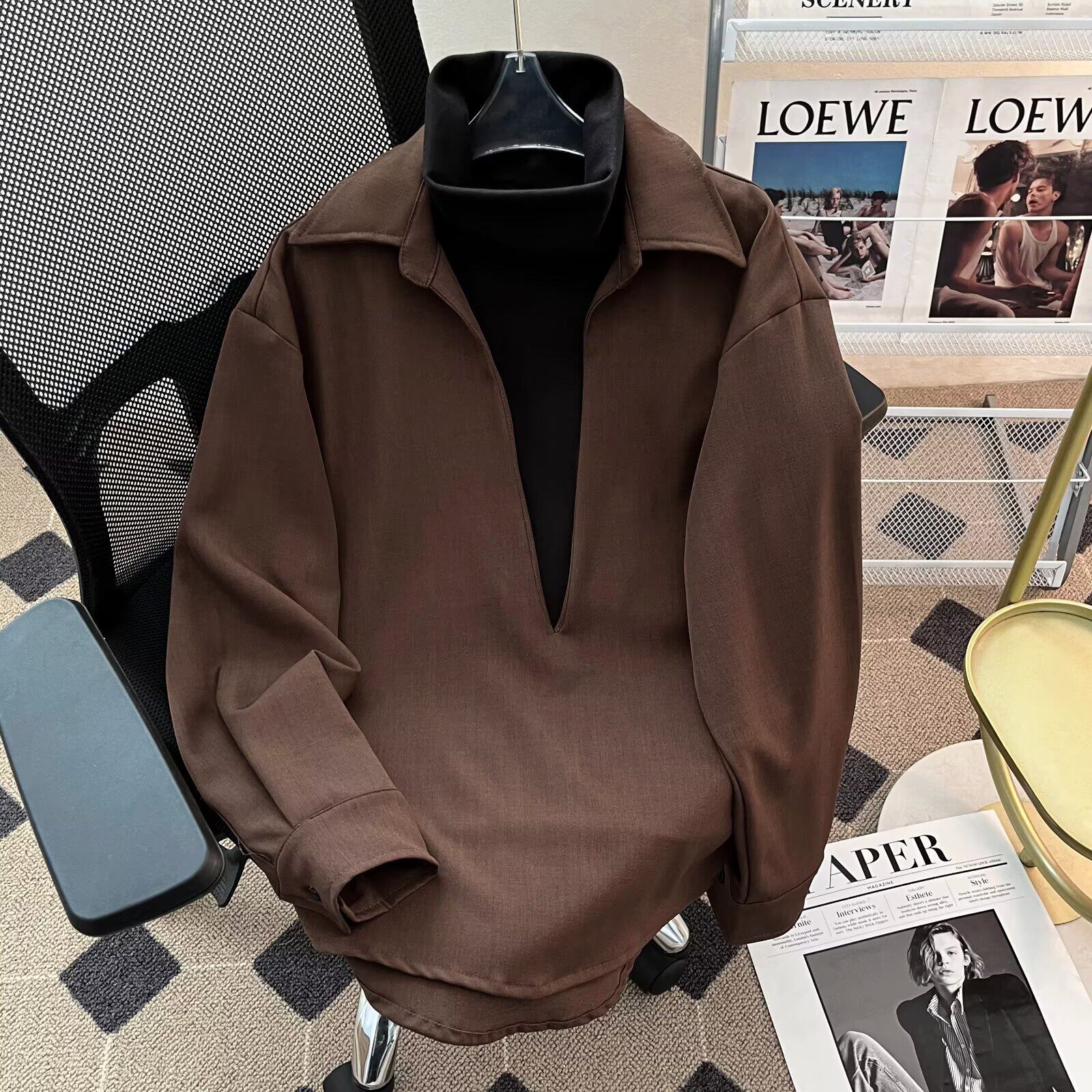 【网137】春季新款假两件衬衫男长袖A079*-C02-P49，男装衬衫，电商A079