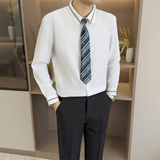 【006】男士衬衫隐藏扣纯色长袖日常商务修身正装A079-Y33-P37，男装衬衫，电商A079
