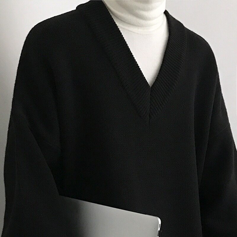 【网32】V领毛衣潮男秋冬新款宽松百搭针织打底衫A079-2309-P49,男装T恤,电商A079