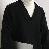 【网32】V领毛衣潮男秋冬新款宽松百搭针织打底衫A079-2309-P49，男装T恤，电商A079