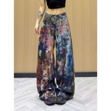 【104】5彩印泼墨牛仔裤女重工彩色宽松阔腿直筒裤A079-M609-P61，男装牛仔裤，电商A079