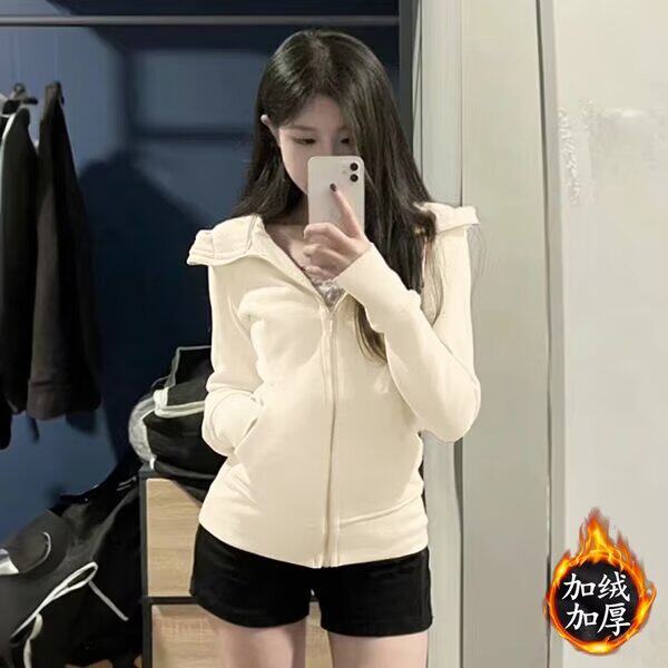【网99】卫衣外套女2025秋季新款春秋A079-070加绒-40,女装短外套,电商A079
