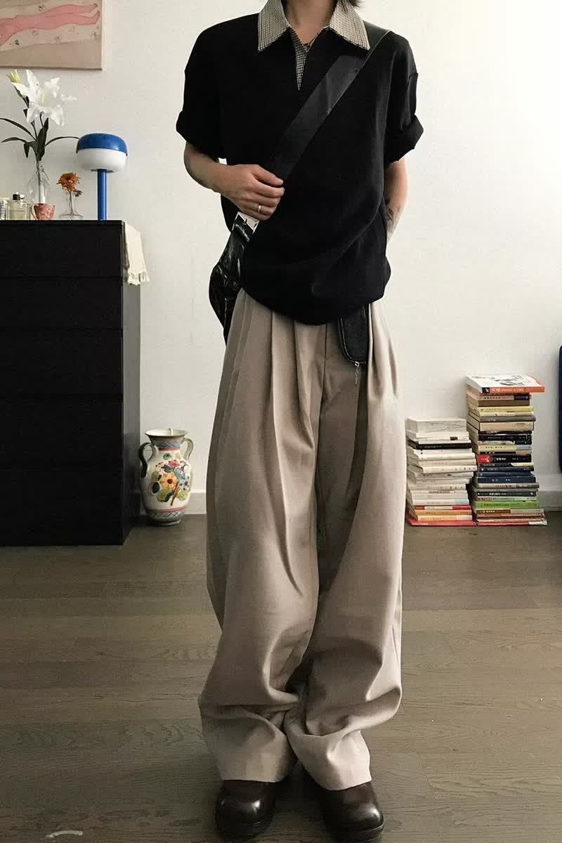 [003]千鸟格短袖T恤男宽松百搭polo衫翻领半袖A079-S243-P30,男装T恤,电商A079