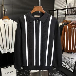 【网2】条纹休闲撞色条纹翻领POLO衫男装A079-514-P49,男装Polo衫,电商A079