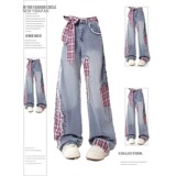 【104】休闲拼接蝴蝶结格子贴布牛仔裤A079-M608-P57，男装牛仔裤，电商A079