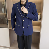 [007]制服西装男学院风徽章高校毕业照班服jk西服A079-JK40-P57，男装西服套装，电商A079