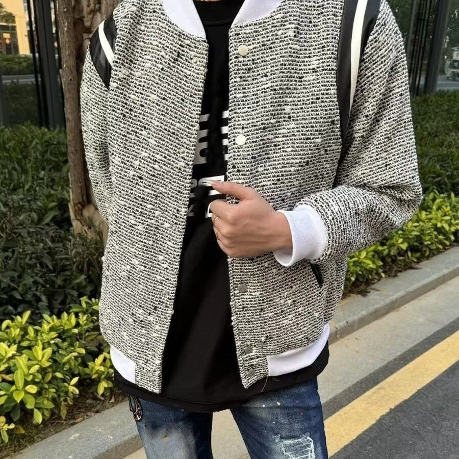 [11]接棒球服外套男女情侣美式复古撞色小香风夹克A079-M700-P53，男装夹克，电商A079