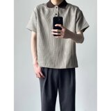 [012]撞色千鸟格翻领polo衫短袖休闲百搭T恤A079-S233-P35，男装T恤，电商A079
