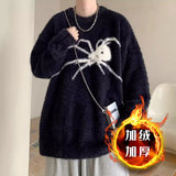 【15】蜘蛛提花加绒毛衣男圆领长袖毛衣针织衫A079-A25加绒7-P63，男装针织衫/毛衣，电商A079