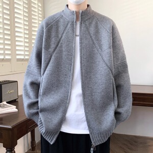 【219】针织开衫外套男秋冬季宽松立领情侣款毛衣A079--M03-P54图片