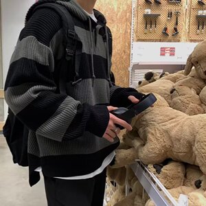【2】针织衫卫衣男连帽针织衫连帽宽松毛衣外套男A079- M52-P52图片