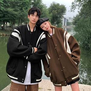 拼接飞行员夹克外套男女装高街潮牌运动棒球服宽松休闲图片