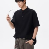 [012]亨利领POLO衫男女短袖修身休闲T恤A079-D901-P28，男装T恤，电商A079
