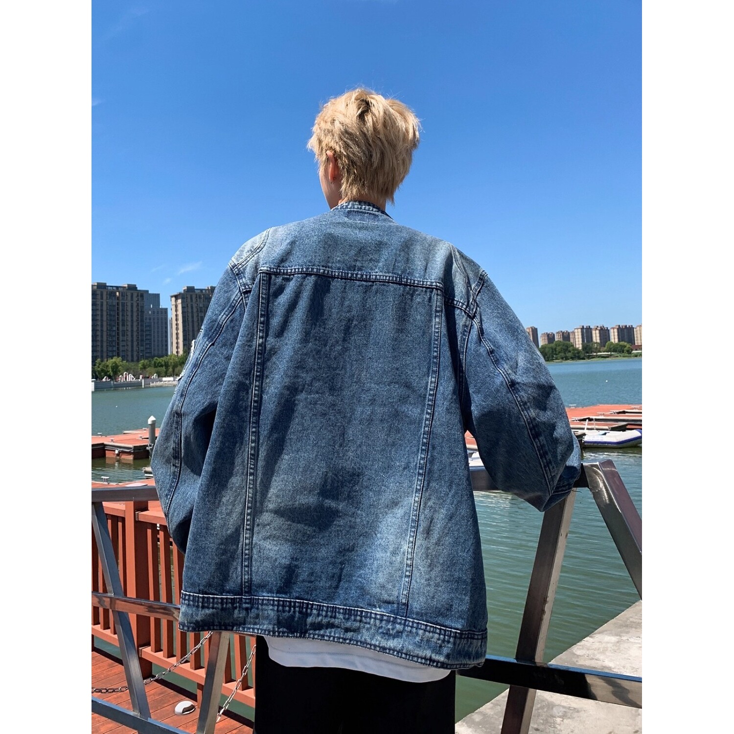 【网7】拉链口袋牛仔外套男女潮流A079-JK8936-P68,男装工装外套,电商A079