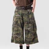 [008]迷彩风格牛仔短裤男款夏宽松阔腿七分裤A079-B122-P44，男装牛仔裤，电商A079