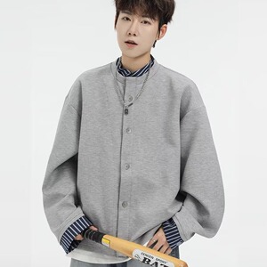 [004]假两件条纹拼接开衫卫衣男宽松情侣休闲外套A079-R3007-P56图片