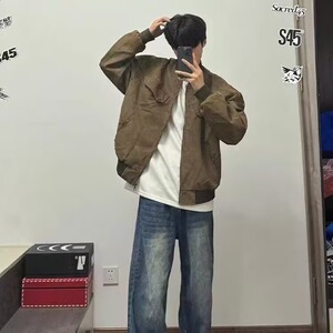 【136】工装夹克男装短款背后铆钉灯芯绒棒球领A079-J83-P65图片