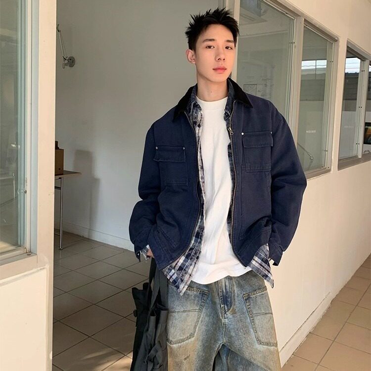 【网28】水洗撞色翻领机能飞行服夹克男A079-751-P73,男装夹克,电商A079