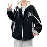 【网160】新款男士宽松可拆卸连帽大码休闲上衣A079-JK005-P75-78，男装卫衣，电商A079