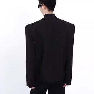 [001]立领黑色西装外套男烫钻花朵重工垫肩西服A079-XZ034-P65图片
