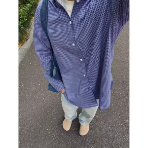 【网图有货11】蓝色格子衬衫长袖男女款A079-C80-28图片