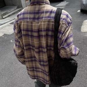 【001】长袖衬衫男士休闲宽松大码格子衬衣A079-C272-P49图片