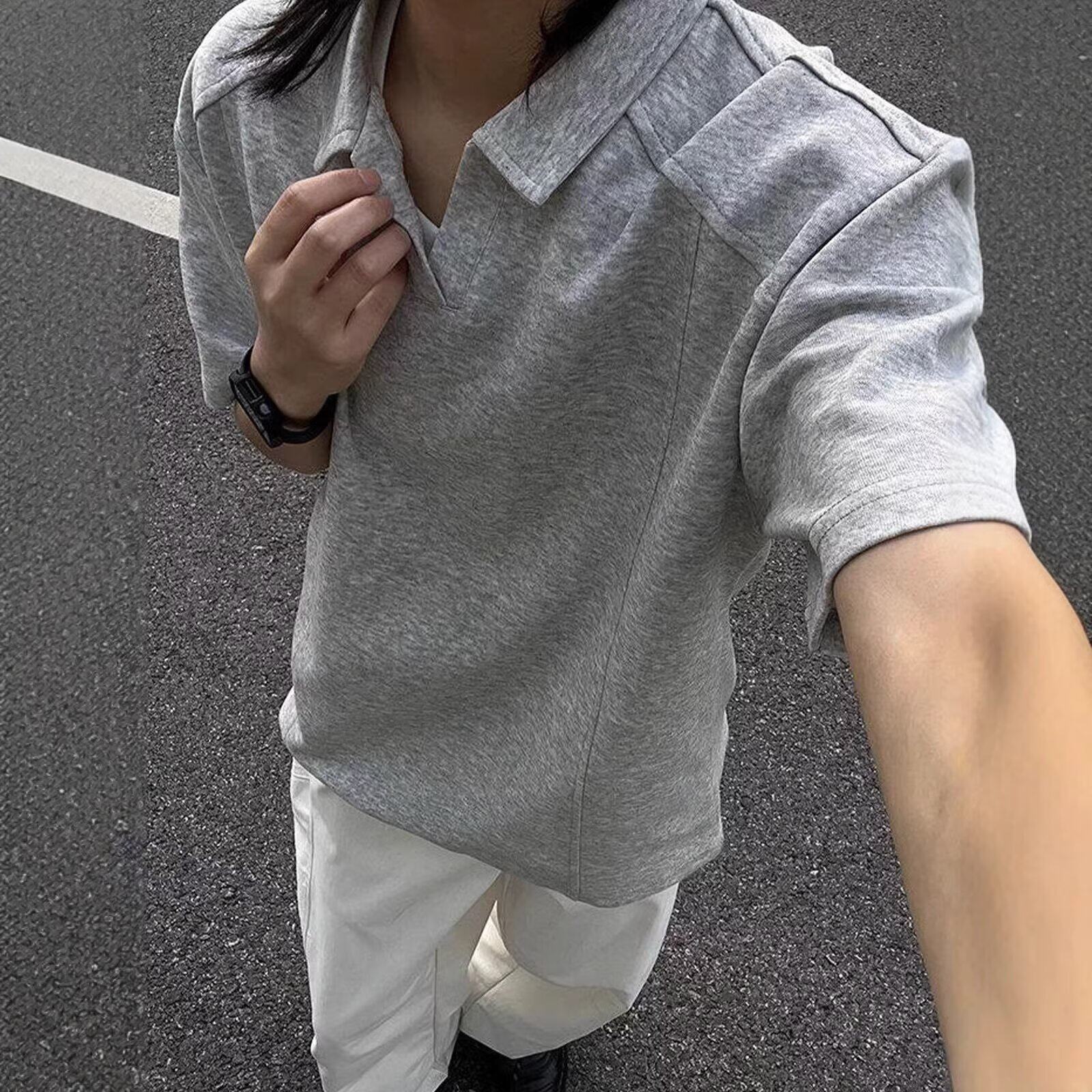 [012]纯色翻领T恤男女长袖T恤polo衫情侣装A079-D910-P30,男装T恤,电商A079
