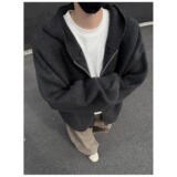 【226】秋冬连帽开衫男女宽松老钱风纯色毛衣外套A079-MY628-P55，男装针织衫/毛衣，电商A079