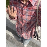 【网3】刺绣格子衬衫男女秋季长袖翻领衬衣A079-CS106-P42，男装衬衫，电商A079