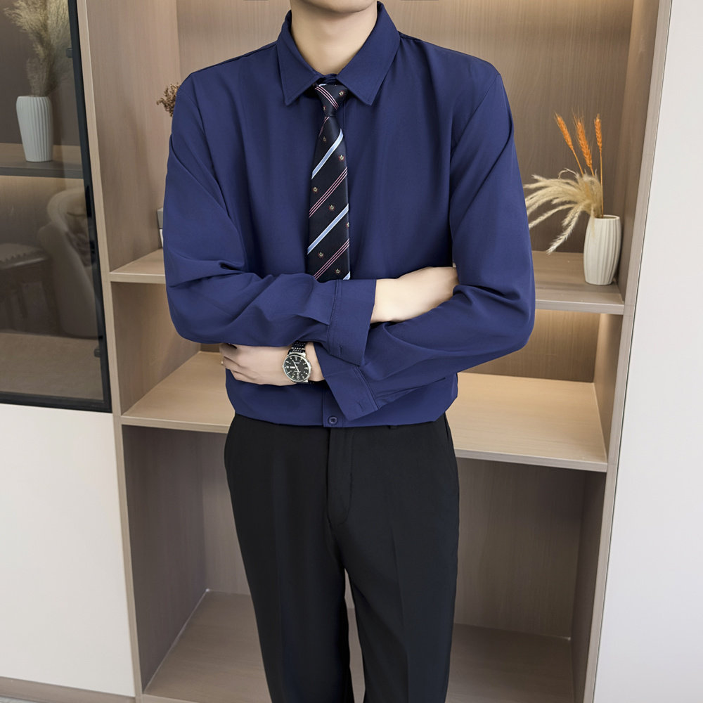 [006]黑衬衫男商务正装抗皱易打理衬衣垂感工作服 A079-CY32-P35图片