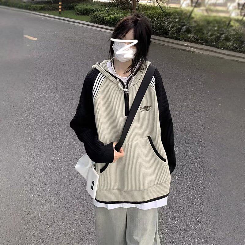 【网59】百搭宽松半开拉链针织衫卫衣外套A079-778-P52,男装针织衫/毛衣,电商A079