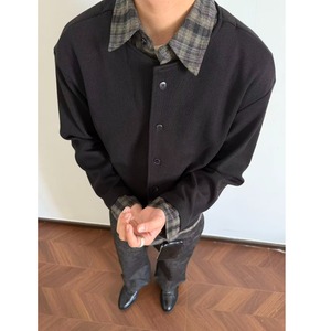 [276]5假两件拼接衬衫领cleanfit针织衫开衫外套A079-A6767-P67,男装针织衫/毛衣,电商A079