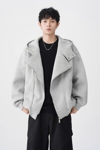 【网19】双拉链设计感开衫连帽卫衣男女A079-W303-P57图片